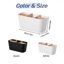 1pc Bamboo Toothbrush Holder, 5-Slot Design, Bathroom Toothbrush Organizer, Countertop Bathroom Vanity Storage Box, Suitable For Electric Toothbrush & Toothpaste - Multicolor - View 12