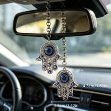 1pc Evil Eye Hanging Car Accessory, Palm Shaped Rearview Mirror Pendant, Luxury Car Interior Decoration - Devil's Hand - View 2