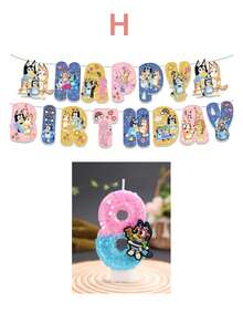 Velas con números de dos colores, azul y rosa, así como decoraciones temáticas como sets de banderines, recuerdos de fiesta, decoraciones y arreglos para fiestas de cumpleaños, decoraciones de velas para aniversario y velas decorativas para pasteles - Multicolor - Ver 11
