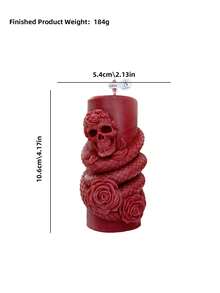 Gothic Style Dark Red Skull & Snake Coiled Scented Candle - 3D Embossed Vintage Decor, Halloween Party Atmosphere Enhancer, Dark Aesthetic High-End Gift - Halloween - Scented Candles - View 13