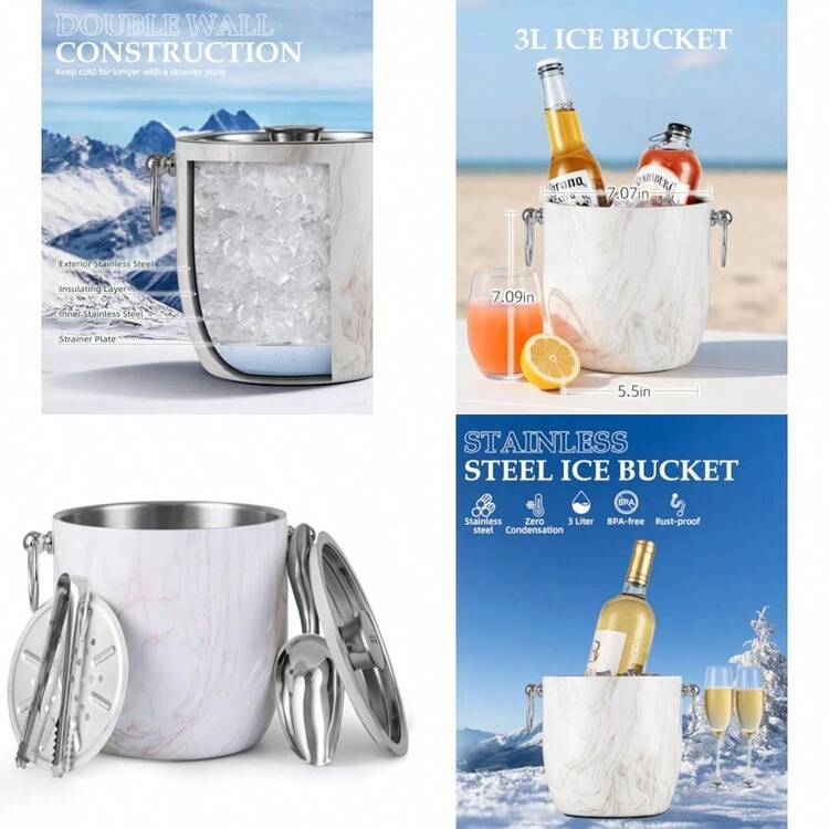 Ice Buckets & Tongs - View 1