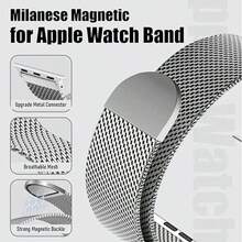 Magnetic 1 Band And 1 Case Compatible For Apple Watch Band Strape 40mm 41mm 38mm 44mm 45mm 46mm 42mm 49mm Women/Men,Stainless Steel Milanese Loop Bracelet Strap With Cover Combo Series 11 10 9 8 7 6 5 4 SE Ultra/2 3 S11 - Silver - View 3