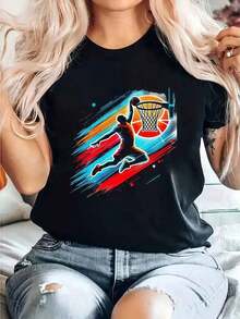 Camisetas De Baloncesto Geniales Para Niños Y Hombres, Talla 10-12 Y 12-14, Regalo, Camiseta Estampada, Camiseta Casual De Cuello Redondo De Manga Corta Cómoda Para Primavera Y Verano, Ropa De Mu Summer Essentials,Summer Outfits For Women,Graphic Tees blusas para mujer camisa - Negro - Ver 6