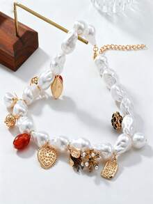 1 chiếc vòng cổ ngọc trai giả nhiều chi tiết, kiểu dáng retro thời trang, thanh lịch, phù hợp cho nữ giới đeo hàng ngày, dự lễ hội và tiệc tùng. - Nhiều màu - Xem 4