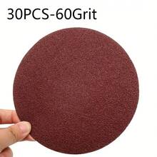 30片 6英吋/150mm 砂輪片，60/80/100/120/150/180/240/320/400/600目砂紙，適用於電鑽、旋轉工具、木工、家具 - 紅色 - 查看 14