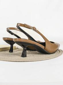 7cm Brown High Heel Sandals, Pointed Toe Slip-On Party Wedding Formal Shoes - Camel - View 4