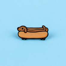 Ghim cài áo hình chó Dachshund dễ thương, hình động vật hoạt hình, hình xúc xích, ghim cài ve áo, huy hiệu cài áo, phụ kiện quần áo, trang sức thời trang, quà tặng. - Màu Mù tạt vàng - Xem 5