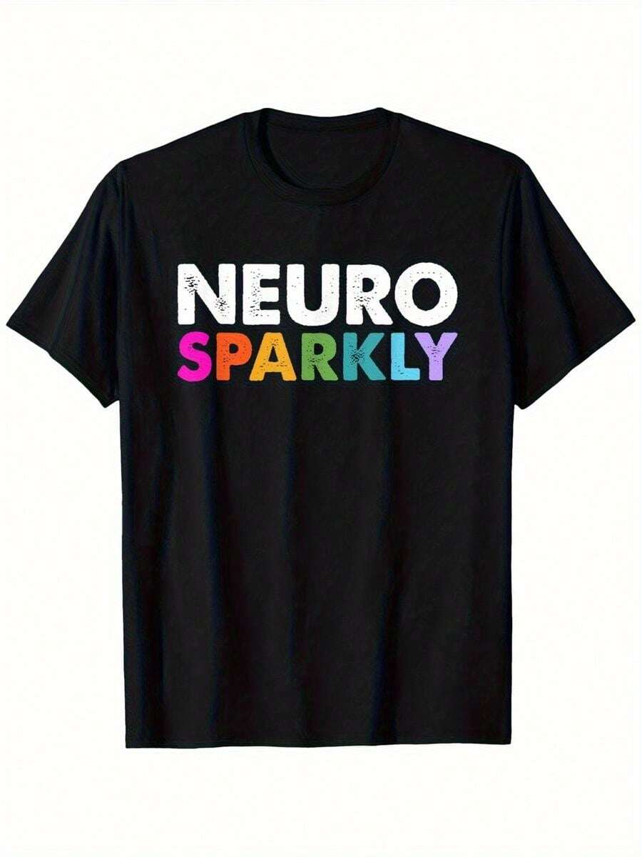 Camiseta brillante de neurodiversidad Neuro Sparkly SPED para la conciencia del autismo. Celebra la diversidad y permite que la amor florezca, asegurando que nadie se sienta aislado. Hecha con 100% pu - Negro - Ver 1