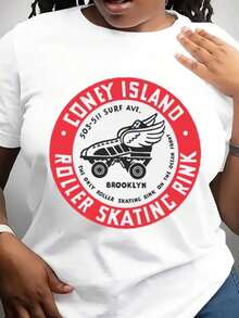 White T-Shirt With The Coney Island Ice Rink Logo, Sizes S To 5XL - White - View 6