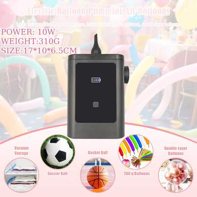 3-In-1 Multi-Function Electric Air Pump, Party Long Balloon 260 Air Pump, Rechargeable Electric Air Pump For Basketball, Football, Volleyball, Home Vacuum Suction Pump With USB Charging Cable, Inflation And Deflation In One, Convenient For Party, Wedding, Back To School