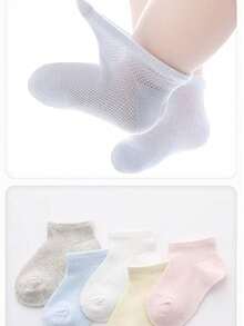 5對純色兒童腿套，戶外探險風，夏季網布透氣親膚柔軟，適合0-5歲男孩女孩戶外探索/日常穿著，兒童中筒腿套套組 - 彩色 - 查看 7