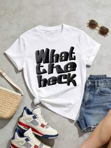 Camiseta de manga corta con cuello redondo suave y casual de verano para mujer, tops para salir, algodón, vintage, estilo callejero europeo y americano, casual deportivo, estilo unisex, estilo casual urbano, tops bonitos, Gen Z, curvy, ropa Y2K, camisetas divertidas, tops para damas, conjuntos de vacaciones para mujer, top lindo, camiseta gráfica, conjuntos de primavera, camisetas holgadas, ropa de calle retro, estilo de los 90, estilo de los 2000, subcultura, top negro, tops blancos, atuendo de fiesta de los 90. Negro - Blanco - Ver 5