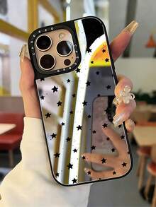 1pc Multifunctional Makeup Mirror Phone Case, Fashionable Minimalist Dotted Star Design Phone Case Compatible With Apple 14/13/12 Series Pro Max, Shockproof Protective Cover, Personalized Creative Case For Men And Women, Compatible With IPhone 15/15Plus/15Pro/15ProMax/17/17Pro/17ProMax/AIR - Multicolor - View 5