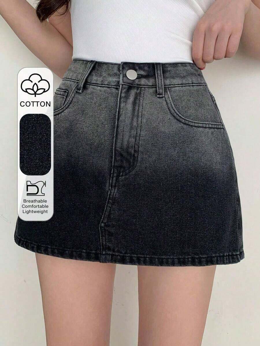 Shorts vaqueros informales con estampado de leopardo para mujer - Negro - Ver 1