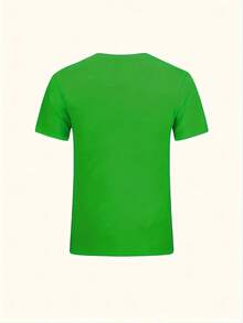 Printed Crew Neck T-Shirt In Plus Size - Green - View 3
