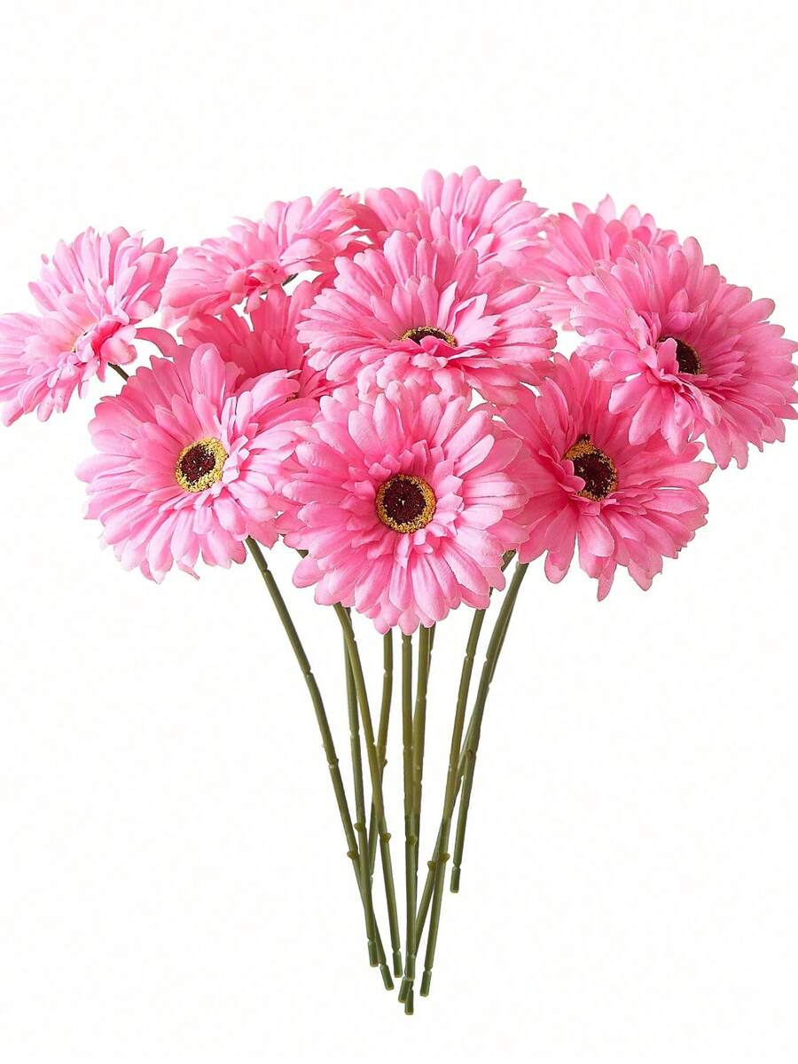 1/6/12朵人造非洲雛菊、絲綢非洲雛菊、仿真非洲雛菊、人造向日葵、大宗人造花束，適用於婚禮花束、派對、居家廚房裝飾、秋季裝飾等 - 多色 - 查看 1