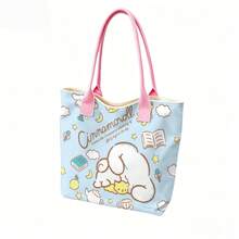 Miniso Sanrio Cinnamoroll 梦幻印花帆布手提袋，浅蓝色单肩包，日常使用 - 黑色 - 查看 4