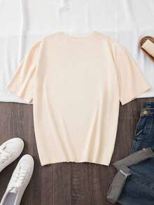 Women's Inspirational Polyester Fiber T-Shirt, Printed With "I Am Loved" John 3:16, Casual Round Neck, Short Sleeves, Breathable Knit Fabric, Comfortable For All Seasons, 180 Grams Per Square Meter - Regular Fit. - 杏 - 查看 3