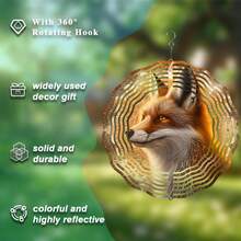 1pc 10-Inch Hanging Rotating Wind Chime, Fox Pattern, Dynamic Decoration For Balcony And Garden In Spring/Summer, With 360° Hook, High-Quality Gift For Friends (Pendant Not Included), Random Style - A - View 6