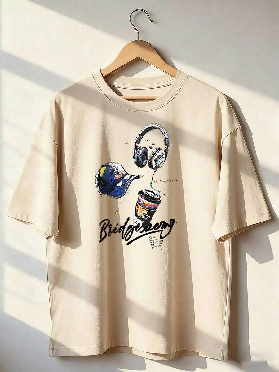 Stylish Casual Short-Sleeve T-Shirt, A Short-Sleeve T-Shirt For Spring And Summer 2026, Made In Mexico, 180 Grams. Cartoon Print, Couple Design, Suitable For Indoor Or Outdoor Wear. Crew Neck, Unisex, Ideal For The Office And Leisure. One-Pack. - APR-P631577SLNDXZGY575 - 查看 1