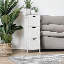 VASAGLE Armario de Baño con 3 Cajones, 30 x 30 x 81 cm, para Baño, Comedor, Sala de Estar, Cocina, Blanco Mate MBBC50WT - blanco - Ver 7