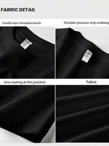 Camiseta de manga corta de algodón puro para mujer con estampado de diseño único, nuevo estilo de verano 2025, corte holgado, top adelgazante para estudiantes. - Negro - Ver 3