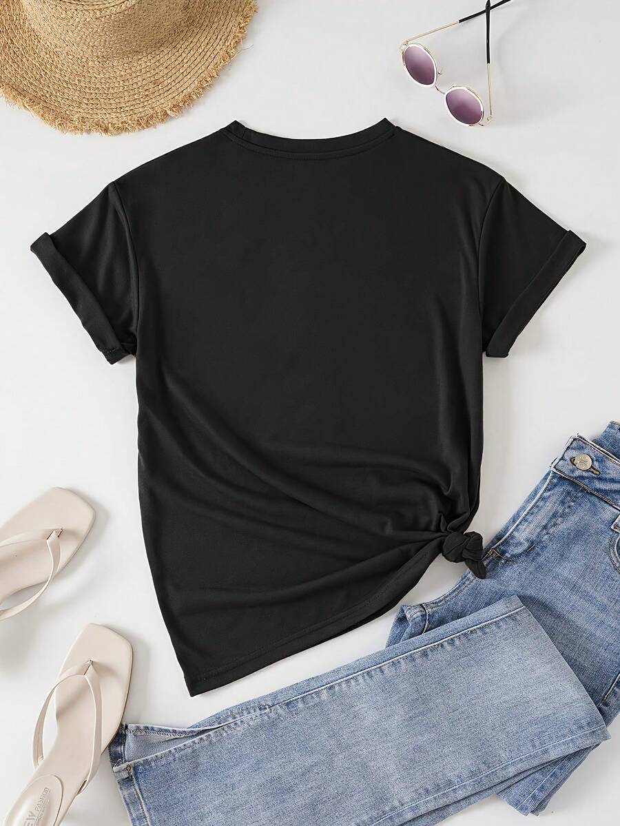 Camiseta Estampada Casual - Negro - Ver 1