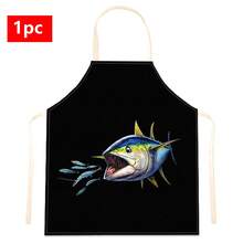 1pc, Home Decor, Predatory Tuna Pattern Printed Apron, Sleeveless, Neck Strap Design, Suitable For Cooking, Baking And Entertainment, Perfect For Home Dining, Parties, Outdoor BBQ Parties, Baking Apron|Vibrant Apron|Polyester Apron|Printed Apron - Multicolor - View 13