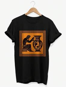 Camiseta griega Mito de P1ANDORA, Camiseta gráfica de mitología femenina divina, Regalos helénicos para mujeres. Camiseta unisex de algodón puro de 220 g, peso ideal para todas las estaciones, adecuada tanto para hombres como para mujeres. Tejido duradero de alta calidad, suave al tacto y de larga duración. Prenda transpirable, adecuada para el uso de otoño y vacaciones de las mujeres. - Negro - Ver 1
