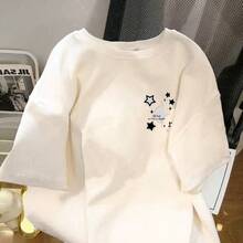 Camiseta con estampado de camisa casual para mujer, manga corta y cuello redondo, moda urbana local de primavera/verano camiseta unisex. U0OK - Negro 251 [Tejido de algodón puro] - Ver 3