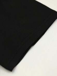Camiseta de algodón puro, cuello en V, estampado de luna, camiseta casual de manga corta para primavera/verano, ropa de mujer. - Negro - Ver 4