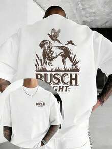 Camiseta de Caza GiftSouthern USA, "BUSCH LIGHT", Camiseta de Verano para Hombre, para Entusiastas de las Actividades al Aire Libre, Camiseta con Estampado de Doble Cara con Motivo de Perro y Pájaro, Camiseta de Manga Corta 100% Algodón de Primera Calidad, Cuello Redondo, Suave y Transpirable, Camiseta Casual de Corte Holgado, Elegante y Versátil para Hombres y Mujeres, Perfecta para el Uso Diario, Ropa para Actividades al Aire Libre, Regalo Ideal para Novio, Regalo para Hombre, Ropa para Hombre. - Blanco - Ver 1