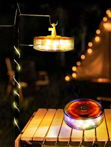 1Pc RechargeableLEDAmbientStringLight,PortableCampingLight WithTape‑MeasureStorage,Magnet&HangingDesign,IP65Waterproof,Built‑InRechargeableBattery,MulticolorLightforFestivalDecor,OutdoorCamping,ChristmasParty,Wedding,GardenDecoration,IdealHolidayGift - Night Light - View 2