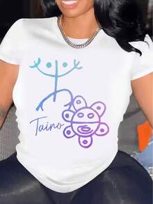 Camiseta Vintage de Algodón para Mujer con Diseño Gráfico del Orgullo Puertorriqueño Taino Sun Coqui - Talla S-M, Tejido Grueso, Estilo Retro Cultural con Diseño Vibrante del Sol Taino y la Rana Coqui, Unisex, Cuello Redondo, Manga Corta, Ropa Casual - Blanco - Ver 1