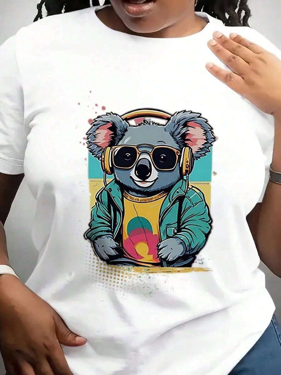 Camiseta de Koala de los 90, Estilo Retro, Regalo para Adolescentes, Camiseta Divertida para Amantes de los Koalas, Camiseta de Música Genial, Colores de los 90, Camiseta Suave para Mujer - Blanco - Ver 1