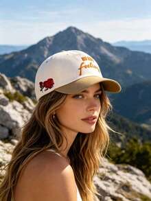 Rose Embroidery Patchwork Baseball Cap, Vintage Adjustable Snapback Hat For Spring/Summer Casual Outdoor Sports Sun Protection - Multicolor - View 4