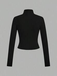 2 piezas Conjunto versátil de ropa deportiva de punto blanca y negra para yoga y fitness, camiseta de manga larga con cremallera y bordado gráfico de letras, elegante para otoño/invierno - Multicolor 12 - Ver 6