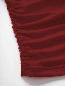 Camiseta de tirantes con diseño elegante, ajuste ceñido y pliegues con unicolor para mujer en verano - Rojo - Ver 6