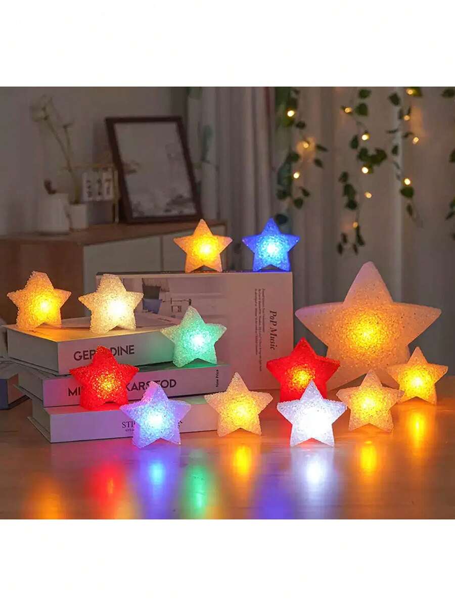 1 pieza/2pcs Luces de estrella pequeña de mano, accesorios de actuación en escenario, accesorios decorativos de estrella de cinco puntas brillante de mano, adecuados para actuaciones de danza, actuaciones de coro, conciertos, fiestas, cumpleaños y actuaciones festivas