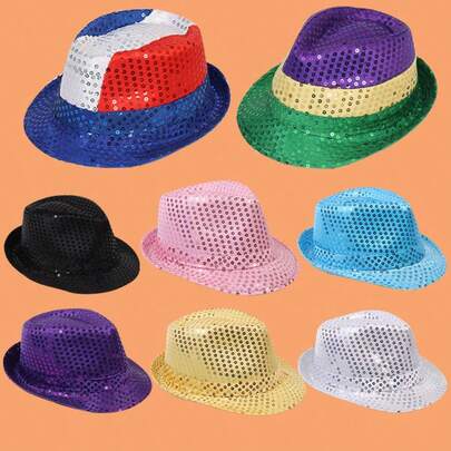 1 Chapéu Masculino, Cor Sólida Estilosa, Chapéu de Feltro de Lã com Faixa Decorativa de Padrão Diamante, Chapéu de Cowboy Ocidental da Moda, Adequado para Noivas, Apresentações, Festas, Uso Externo o Ano Todo, Unissex.