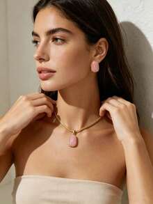 Women's Fashion Necklace And Earring Set, 304 Stainless Steel Gold-Plated Enamel Necklace Earring Set, Summer Style Accessories, Hypoallergenic And Fade-Resistant, Minimalist Elegant Versatile, Perfect For Commuting, Dating, Party, Easily Upgrade Your Outfit, Ideal Birthday Gift - Multicolor - View 6