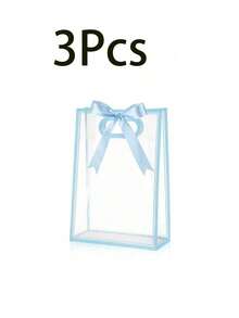 1/3/5pcs Reusable Transparent Plastic Gift Bags With Hollow Handles, Made Of PP Material With Ribbons, Suitable For Christmas, Weddings, Bridal Showers, Birthdays, Small Businesses - Multicolor - View 9
