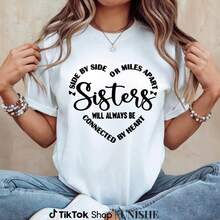 Camiseta Casual para Mujer con Estampado de Letras y Corazones, Cuello Redondo y Mangas Cortas, Ideal para el Uso Diario - Blanco - Ver 1