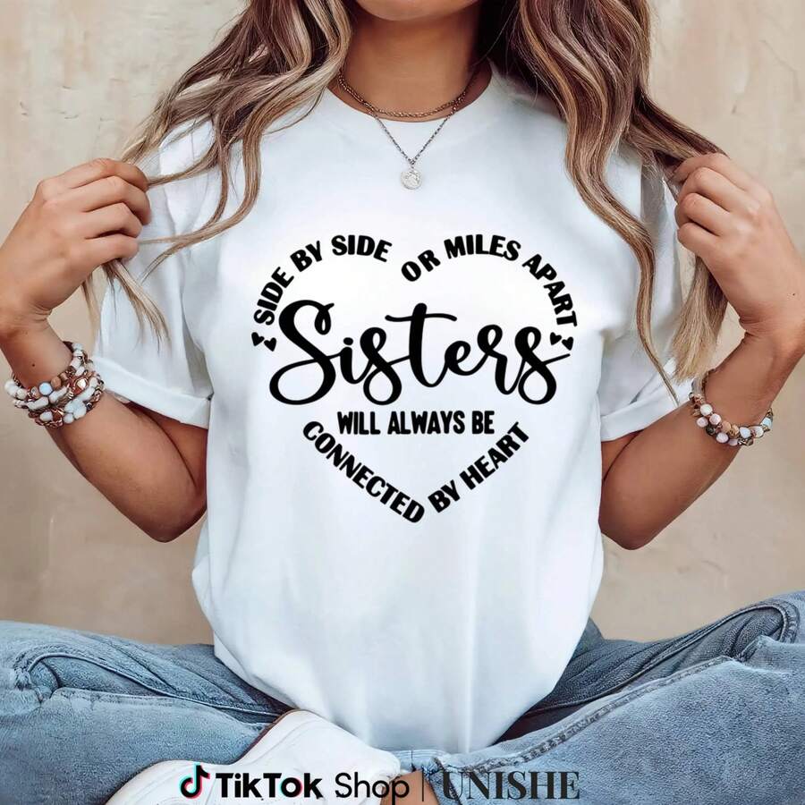 Camiseta Casual para Mujer con Estampado de Letras y Corazones, Cuello Redondo y Mangas Cortas, Ideal para el Uso Diario - Blanco - Ver 1