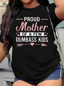 Camiseta Estampada de Talla Grande para Mamá, Top Casual de Manga Corta y Cuello Redondo para Primavera y Verano, Ropa de Talla Grande para Mujer - Estilo - Ver 3