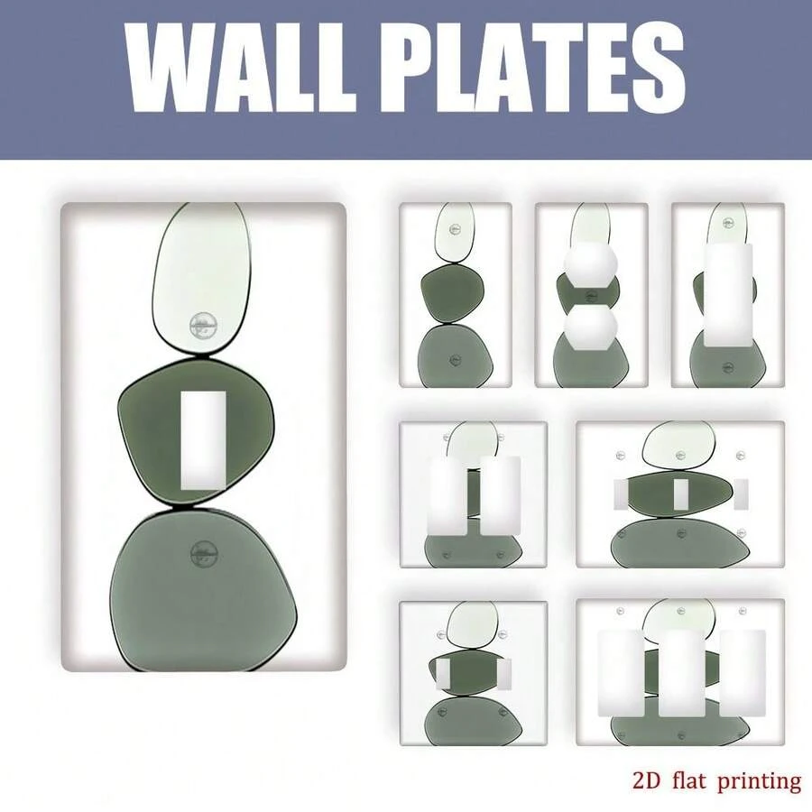 1pc Minimalist Stacked Stone Pattern Switch Panel, Wall Decor Outlet Cover, Multi-Scene Adaptable, Wabi-Sabi Style Home Decor Accessory - Multicolor - View 1