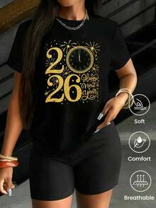Camiseta de cuello redondo y mangas cortas de ropa fashion, fabricada en México, para la temporada primavera-verano 2025. Con estampado de dibujos animados, es un modelo de pareja, apta para usar tanto por dentro como por fuera, ideal para oficina y estilo casual, diseñada para hombres y mujeres, en unidad individual. - Negro - Ver 1