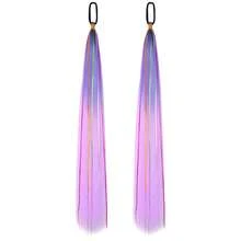 26 Inch Hair Tinsel Colored Ponytail Extension, 2 Packs Ombre Jumbo Braided Ponytail Hair Extensions Ponytail With Elastic Tie, Yaki Straight Sleek Wrap Around Braid Ponytail Natural Soft Synthetic Straight Hair For Women Party Hairpiece Accessories - Multicolor - View 14