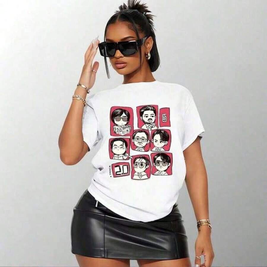 1 pieza de camiseta de fans del de Arirang World,% algodón, ligera y aireada, regalo perfecto para fans de , concierto 2026-2027,  Idol, 180g,% algodón. - Negro - Ver 1