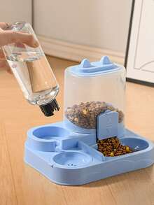 Alimentador y bebedero automático 2 en 1 de gran capacidad para gatos, diseño transparente con separación de seco y húmedo, dispensador de comida y agua para mascotas sin batería, portátil para viajes, ideal para gatos y perros de interior - Talla única - Ver 11